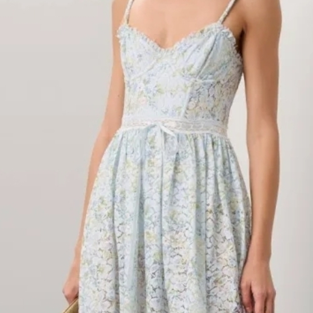 Free People Light Blue Floral Mini Dress